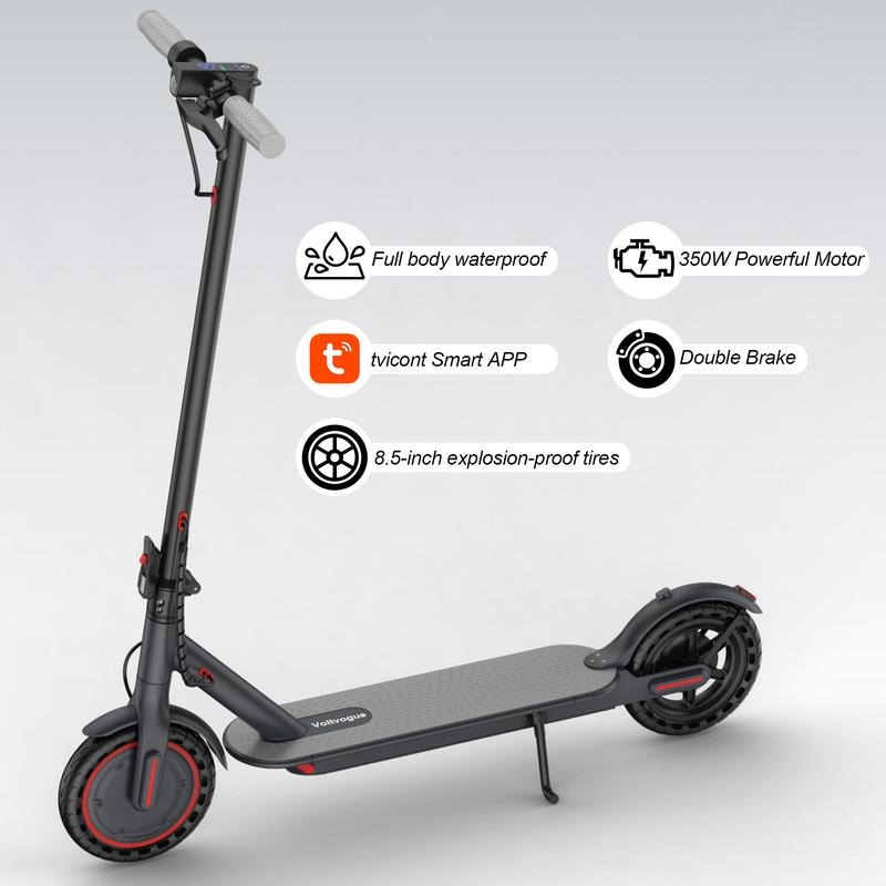 350W Electric Scooter with Seat, Solid Tires & Storage Box