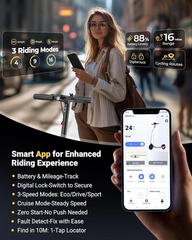 Foldable Electric Scooter with 350W Motor & App Control