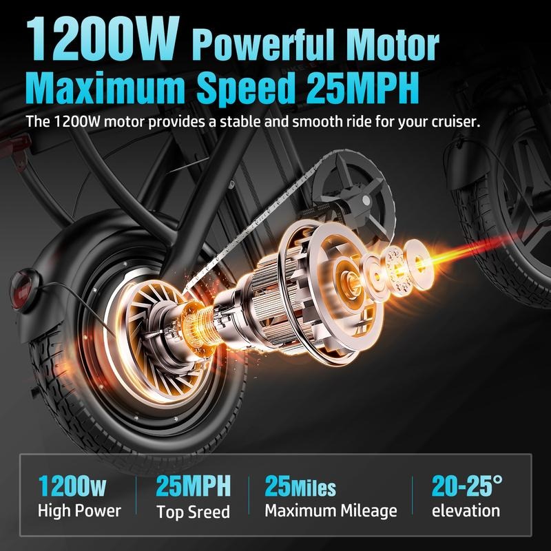 Pikabike Z6 Electric Bike 1200W Peak  25MPH  14