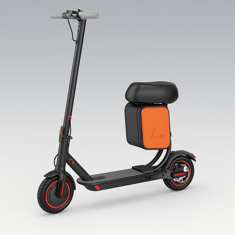 350W Electric Scooter with Seat, Solid Tires & Storage Box
