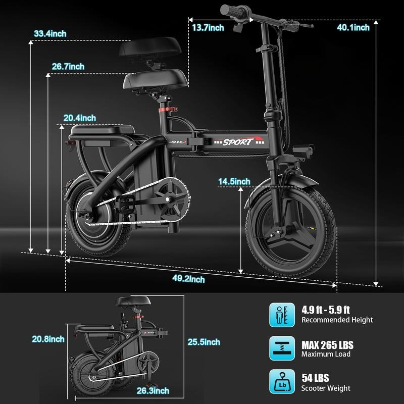 Pikabike Z6 Electric Bike 1200W Peak  25MPH  14