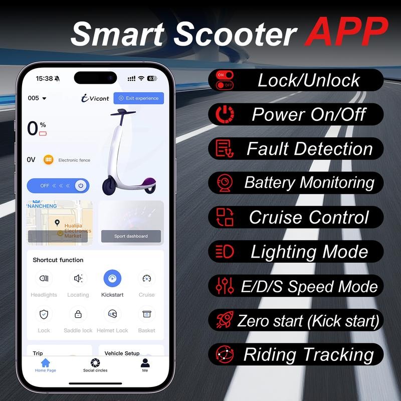 350W Electric Scooter with Seat, Solid Tires & Storage Box